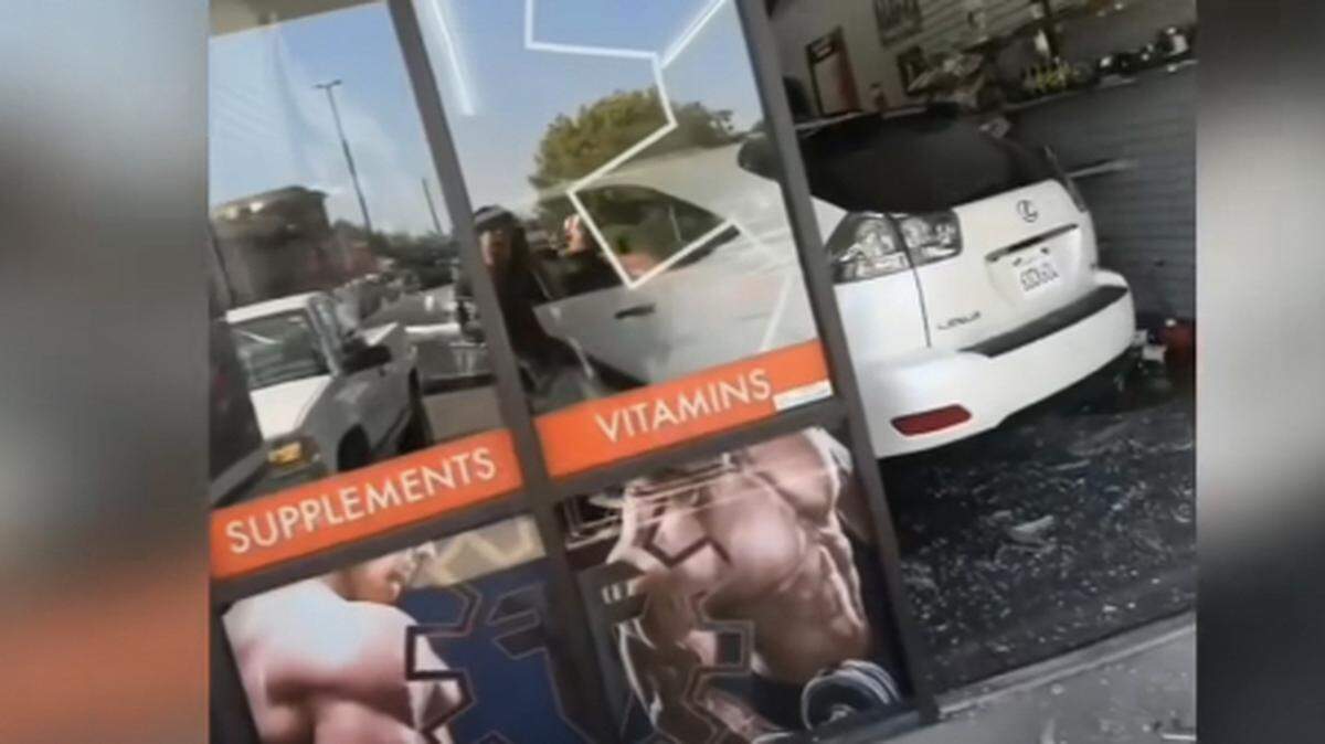 A woman driving an SUV accidentally crashed through the front glass doors of the Flex Factor Nutrition Shop near Armstrong and Herndon Avenues, according to Clovis Police.