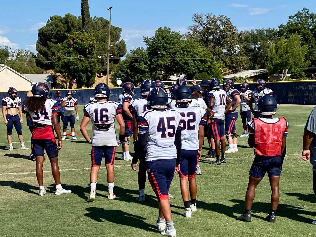 San Joaquin Memorial prepares for Clovis North on Tuesday, Aug. 15, 2023. The Panthers and the Broncos meet on Friday, Aug. 18, 2023 at Veterans Memorial Stadium in Clovis.