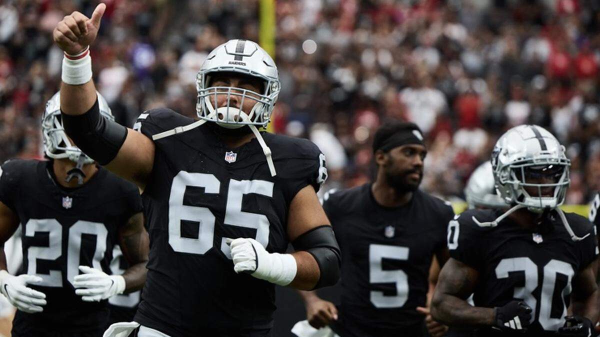 The Las Vegas Raiders following its NFL preseason game against the San Francisco 49ers on Sunday, Aug. 13, 2023.