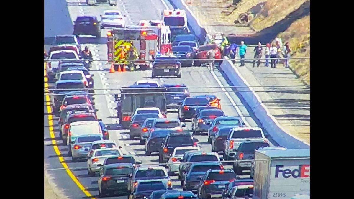 Cars were backed up Wednesday, May 10, 2023, after a multi-car crash on Highway 41 south of Ashlan Avenue, a Caltrans camera showed.