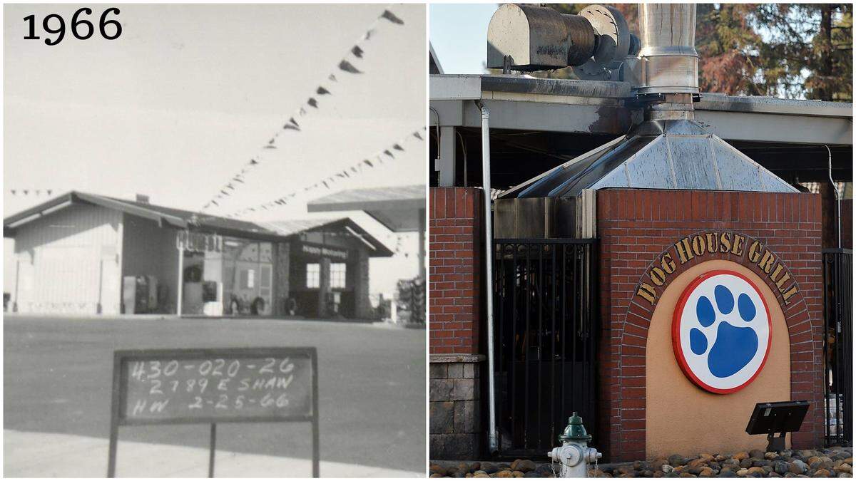 Thanks to a photo archive established at the Heritage Center of the Fresno County Library, people can look at old pictures of how houses, businesses and buildings used to look during the 1960s. Like this property at 2789 E. Shaw Ave., which once was a gas station 50-plus years ago but is the location of arguably Fresno’s most popular restaurant Dog House Grill.