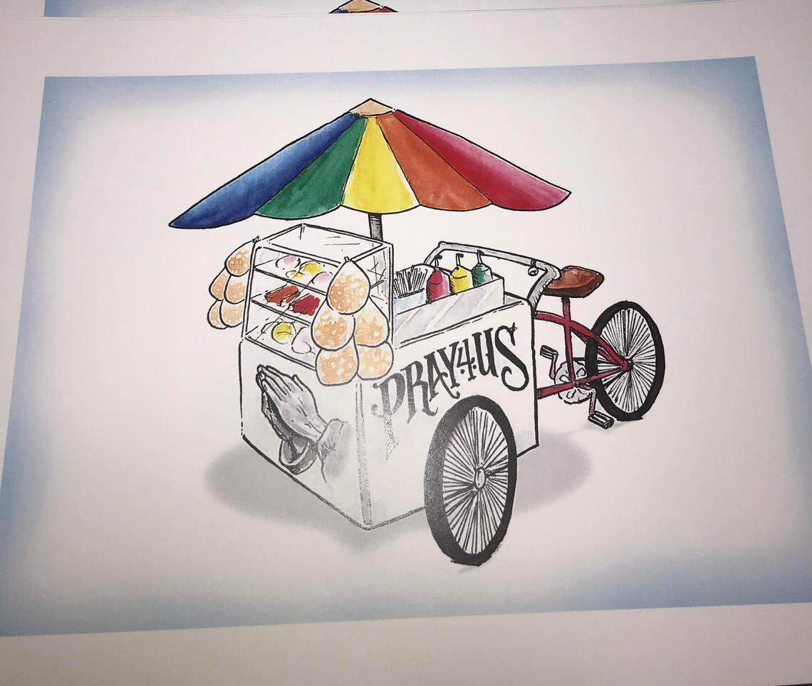 Graphic designer Roeski (Mario González) honors Fresno elotero Jose Luis Rivera with an art piece available for $20 via his Instagram @roeskidoeski.