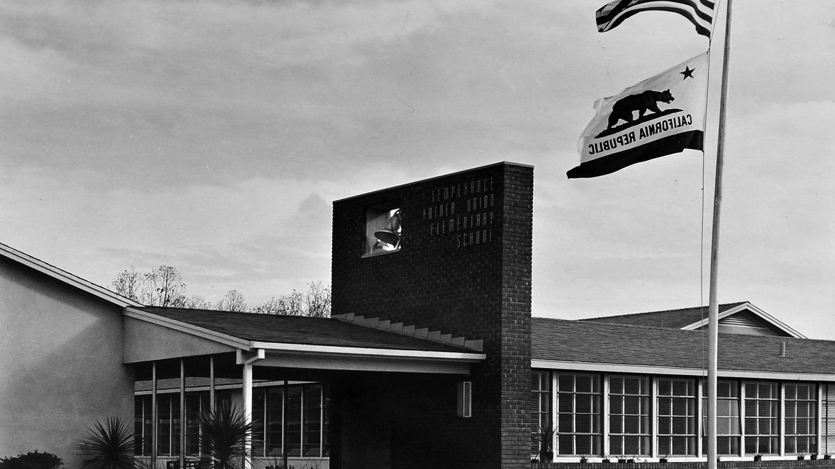 Temperance Kutner Elementary, Clovis Unified School District, after it was built in the 1950s. The office, at right, while remodeled is still in use.