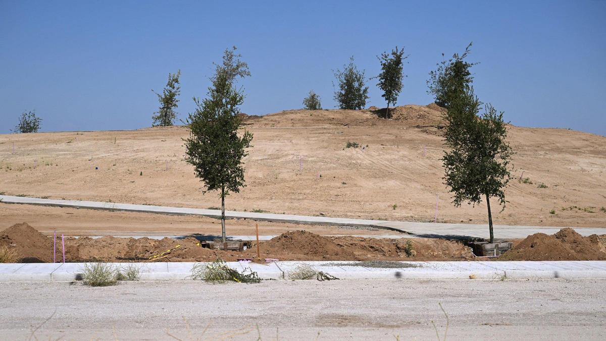 A hilltop, the central fixture at West Creek Village, a 10-acre park under development in west Fresno is seen Friday, June 27, 2025. The park is next to the Fresno City College West Fresno Center and across the street from Gaston Middle School.