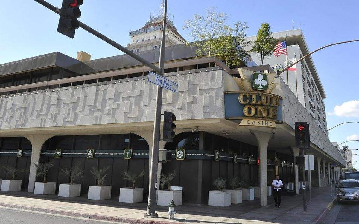 The building that housed the former Club One Casino in downtown Fresno is at the corner of Van Ness Avenue and Tulare Street.