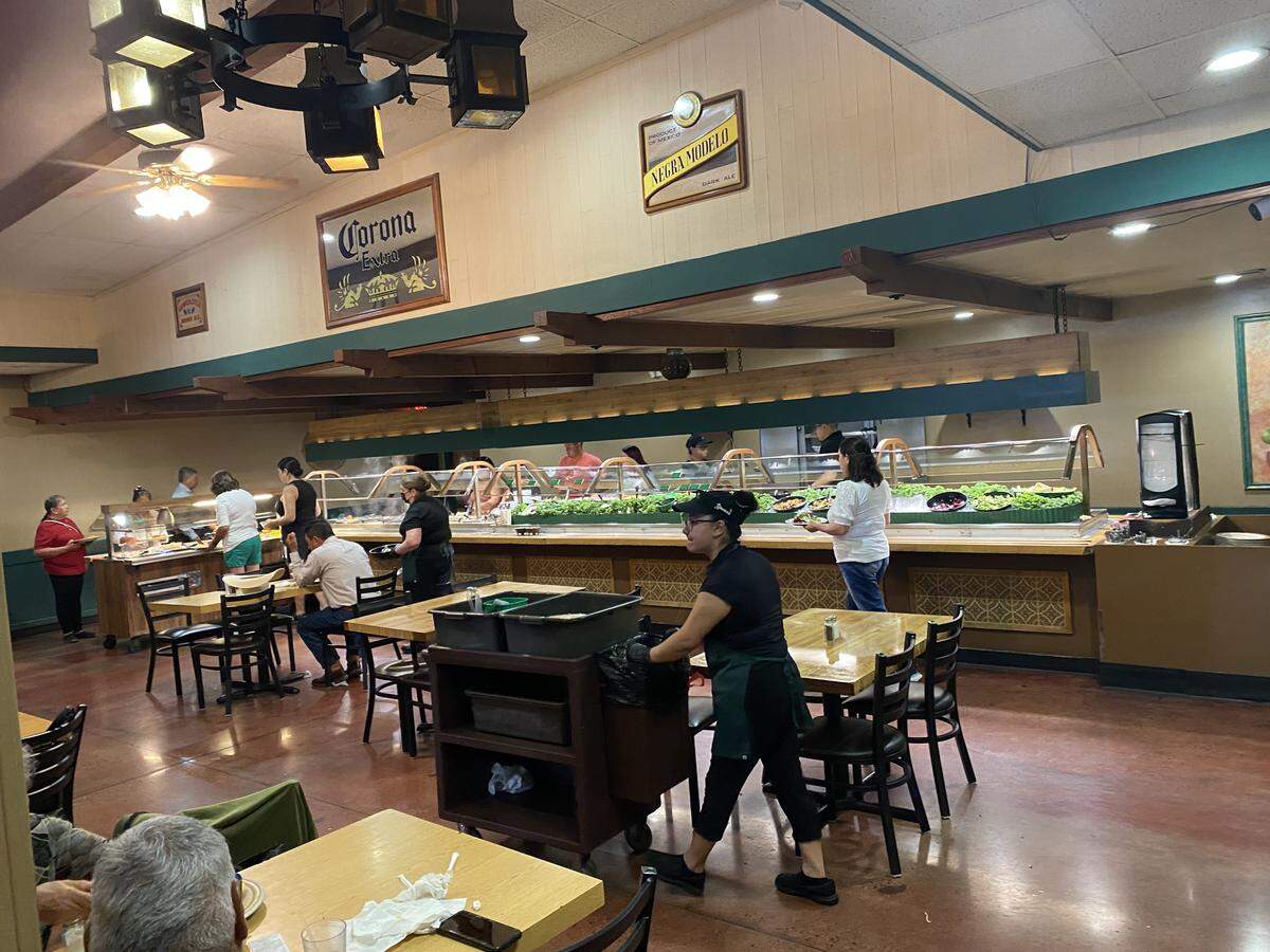 The all-you-can-eat buffet has variety of food items, including the famous chicken at Ole Frijole in Fresno, California.