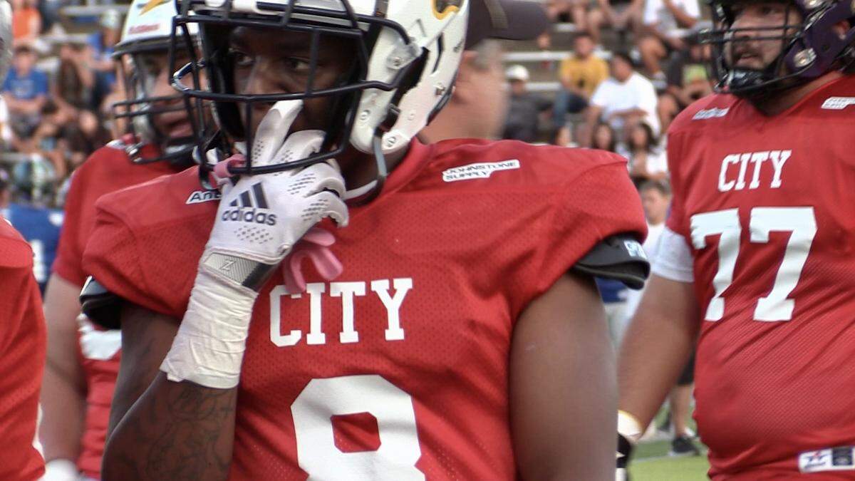 City’s Sonjay Burton of Sunnyside at the 69th City/County All-Star football game on Friday, June 16, 2023.