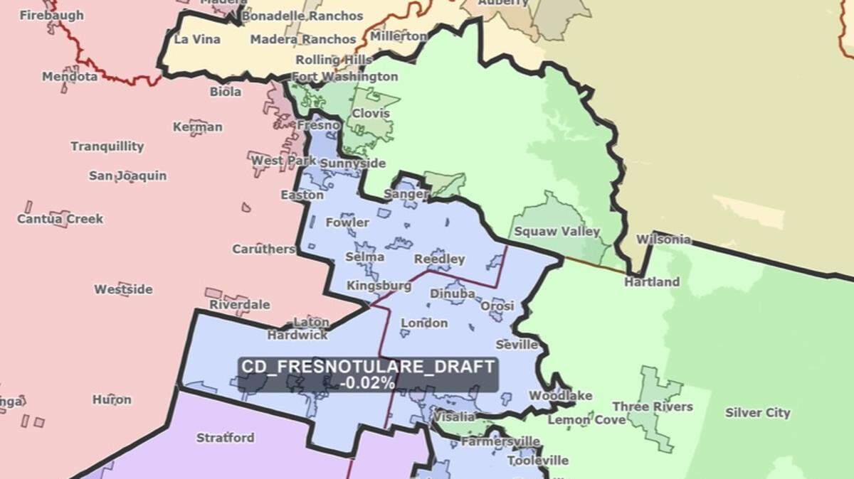 The November 10 draft map released by the California Citizen’s Redistricting Commission shows Fresno and Clovis divided into four U.S. congressional districts. The final map will be released prior to December 23, 2021.