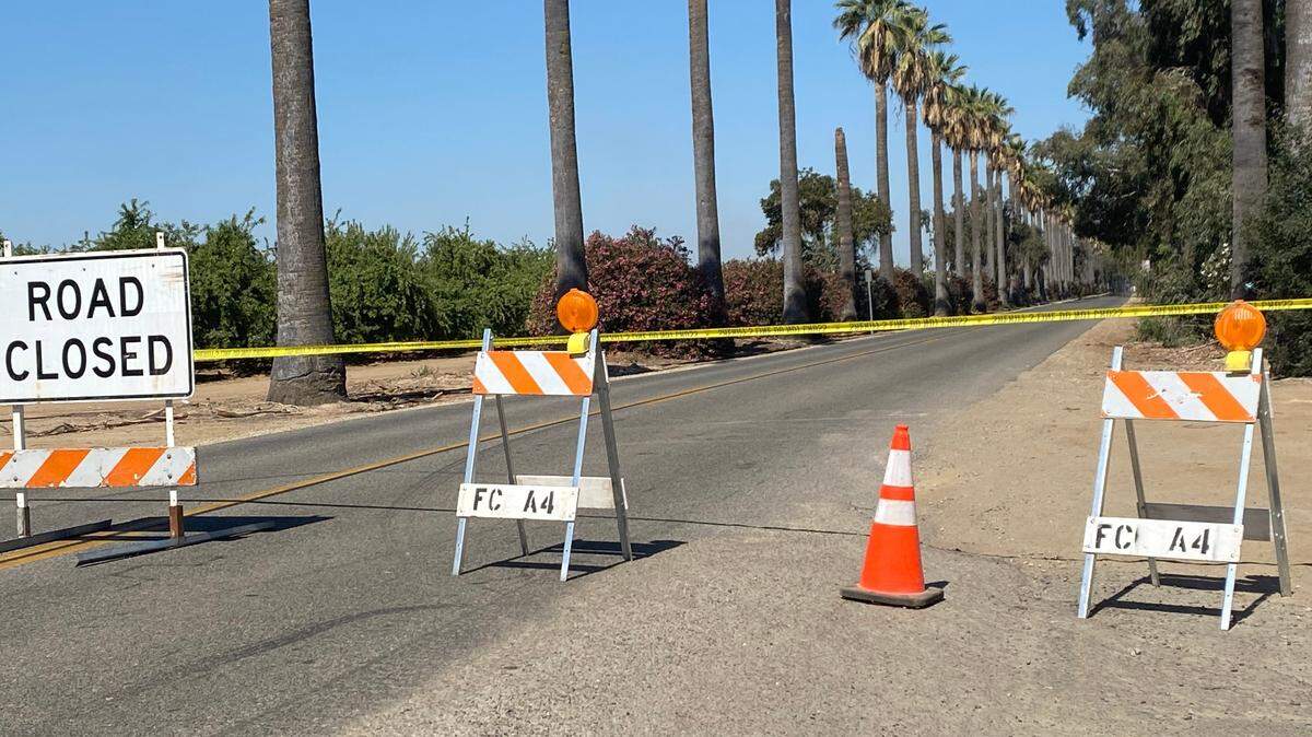 Roads were closed on Kearney Boulevard after a body was found on Chateau Fresno on Wednesday, July 2, 2025.