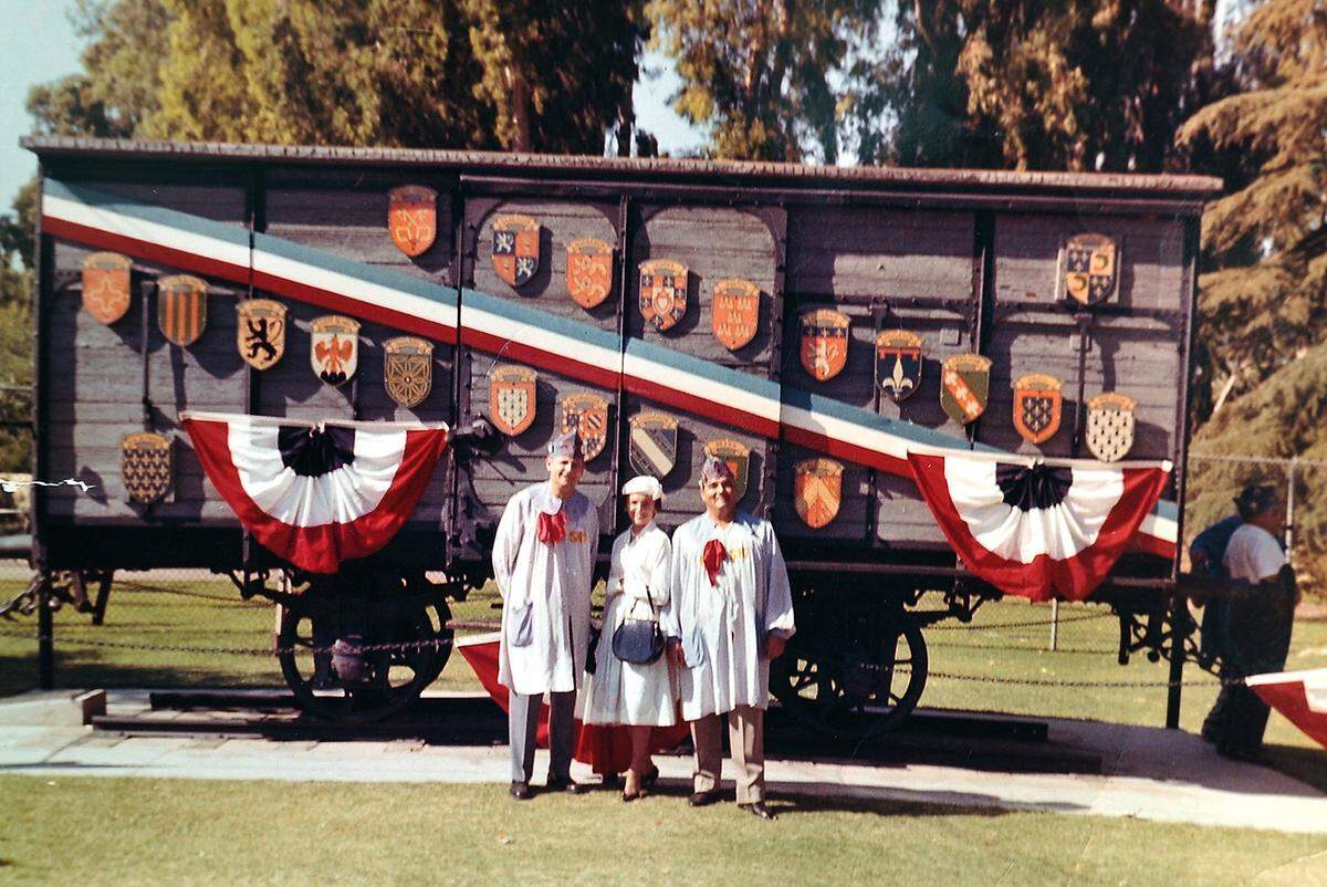 California’s French Merci Train boxcar at Roeding Park in an undated photo during a ceremony of the 40 & 8 Society.