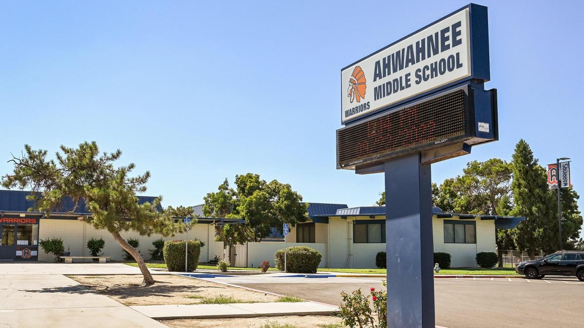 Outside Ahwahnee Middle School on Escalon Avenue at Third Street in Fresno photographed on Thursday, Sept. 22, 2022. A student with special needs managed to wander off campus last week. Fresno Unified officials said “appropriate disciplinary action” has been taken.
