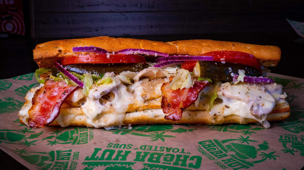 The White Widow is a popular sandwich at the Cheba Hut, featuring chicken, bacon and ranch dressing. The pot-themed restaurant is planning to open a location in Fresno.