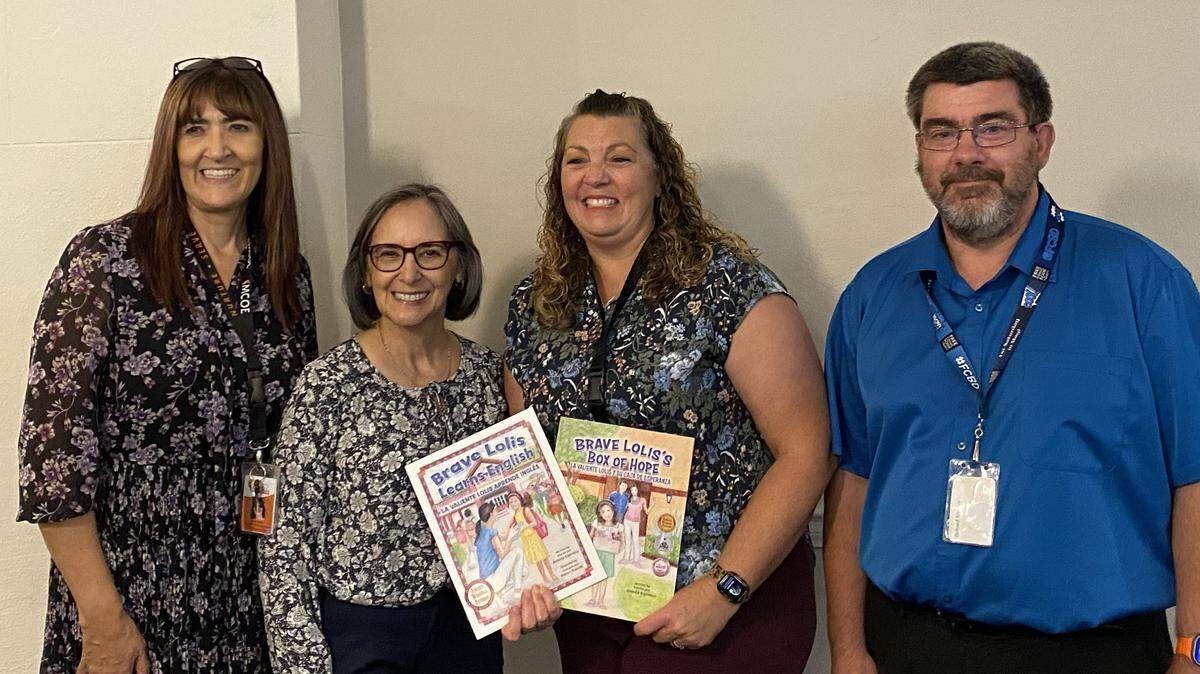Armida Espinoza with educators and members from the California League of Educators in Madera.