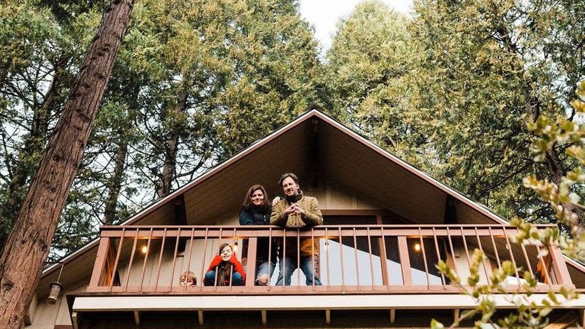 Tiffani Thiessen and family at their family cabin near the Sequoia National Park.