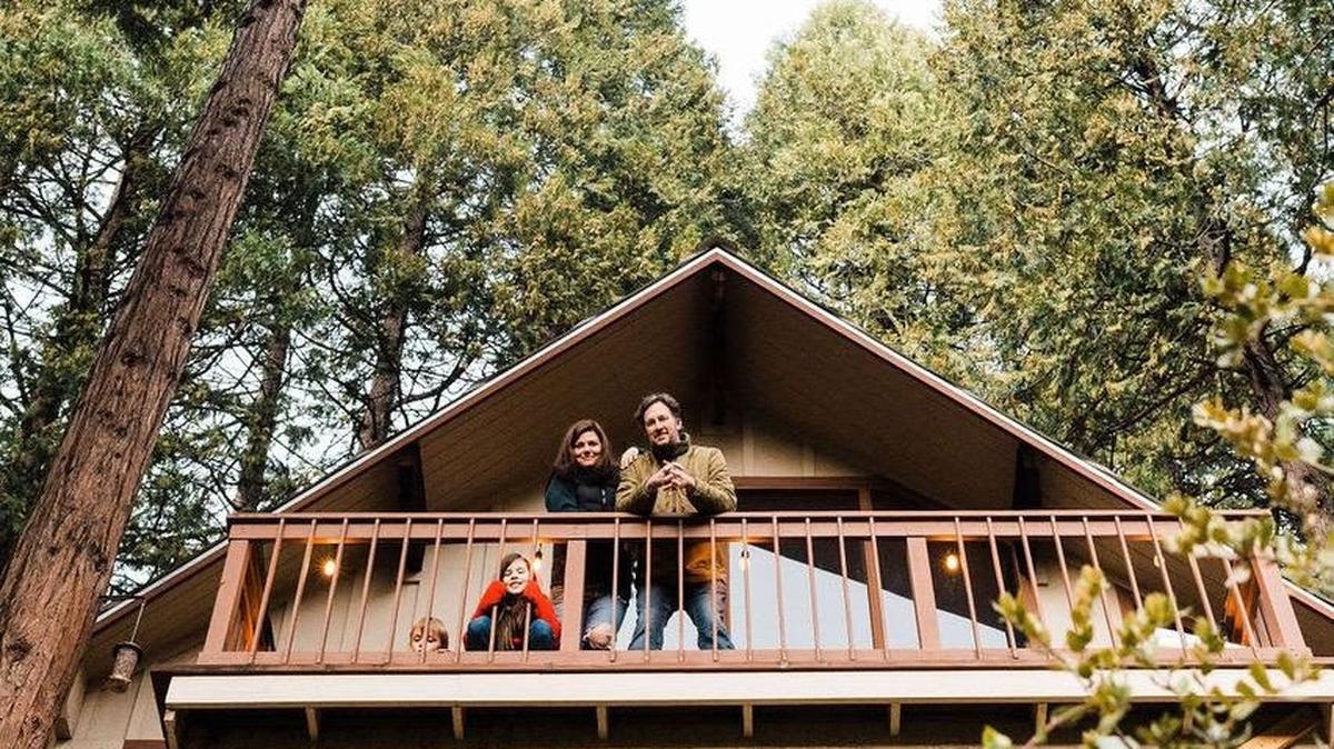 Tiffani Thiessen and family at their family cabin near the Sequoia National Park.