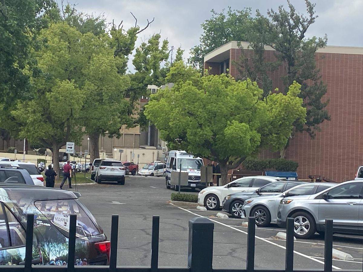 Fresno Police Department Headquarters on Tuesday, March 29, 2022. An officer involved shooting occurred inside the annex building.