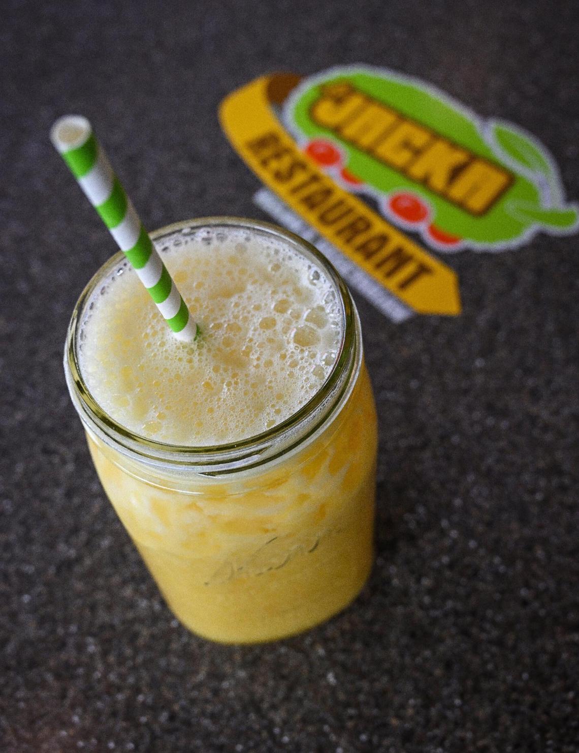 A jackfruit agua fresca made at La Jacka Restaurant in downtown Fresno.