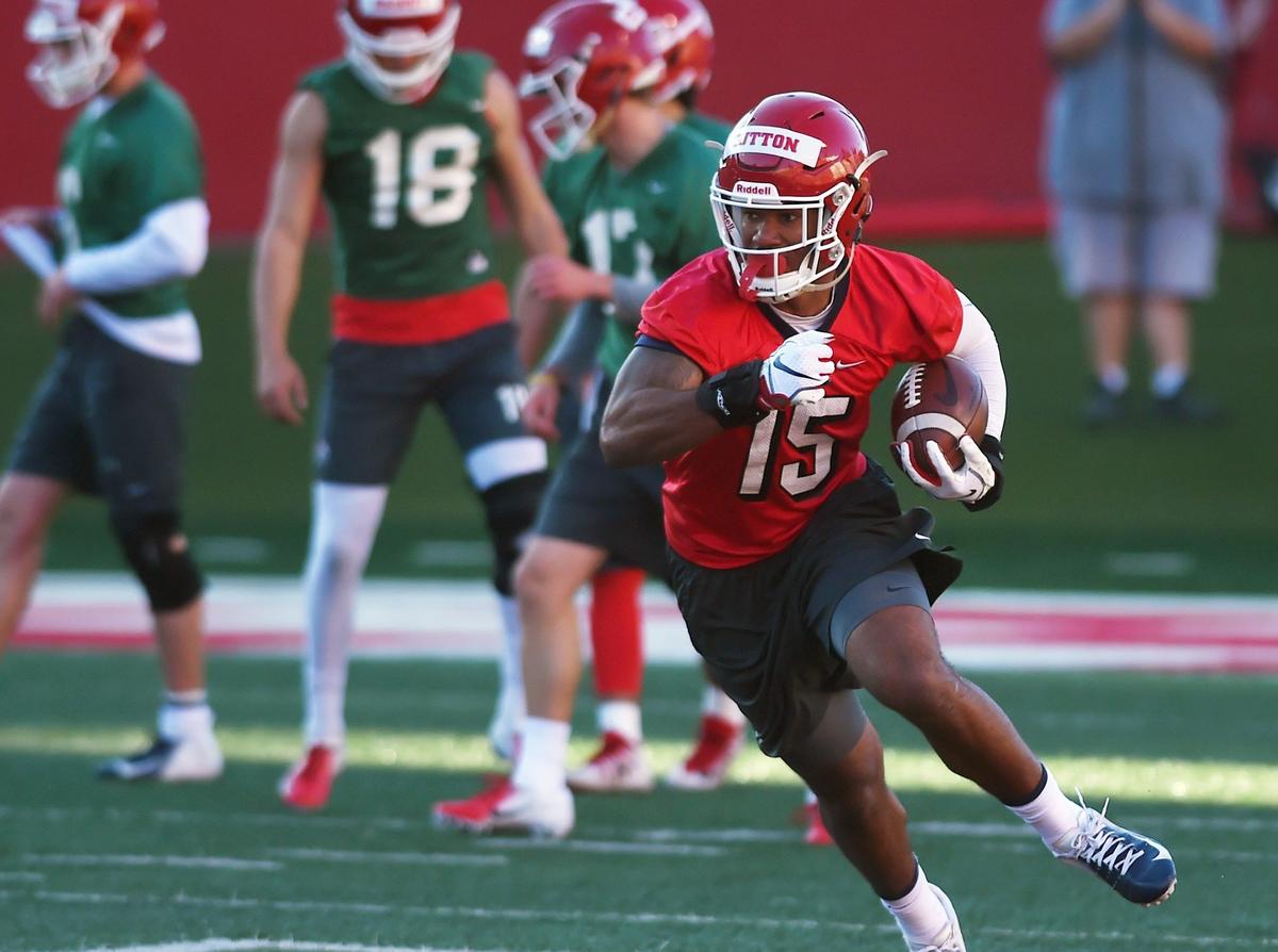 Fresno State tight end Cam Sutton caught two red zone touchdown passes in the Bulldogs’ first scrimmage of the spring Saturday March 23, 2019. “He can be a difference maker for us, some thing a little bit different,” offensive coordinator Ryan Grubb said. “We just have to continue to be creative and find ways to get Cam involved in those spots.”