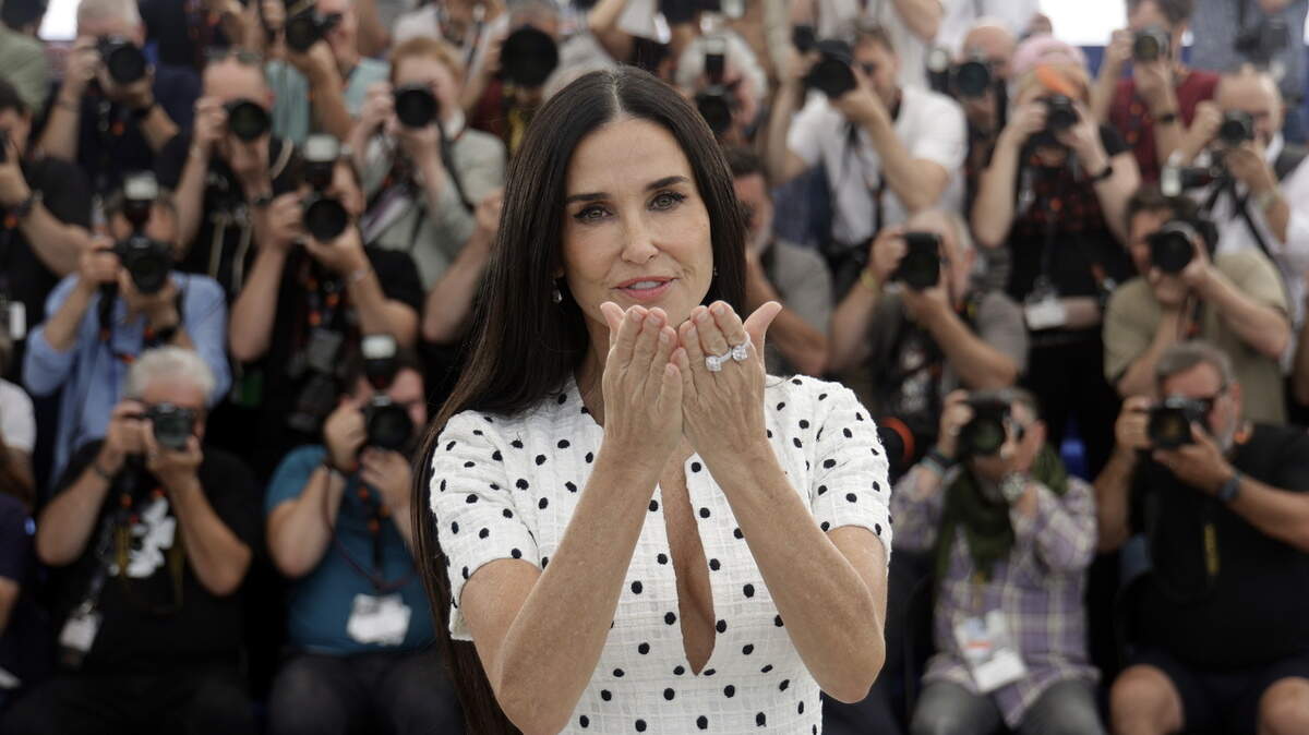Actress Demi Moore, 61, during the photocall for the film ‘The Substance’ at the 77th Cannes Film Festival, in Cannes, France, on May 20.