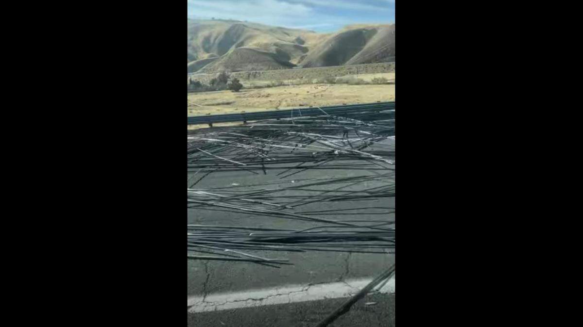 The CHP shared this image on social media on Wednesday, Nov. 22, 2023, after a runaway truck spilled its load on northbound Interstate 5 near Grapevine Road.