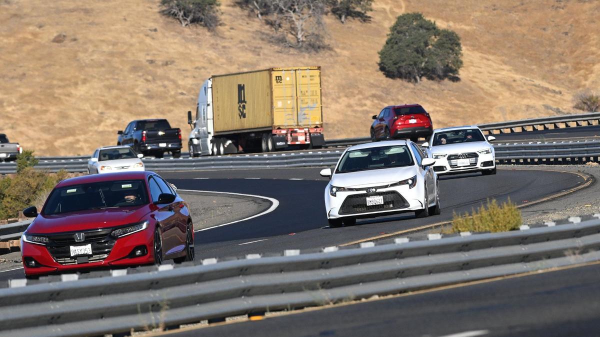 Highway 152 winds around San Luis Reservoir and through Pacheco Pass just west of Los Banos Friday, Aug. 16, 2024.