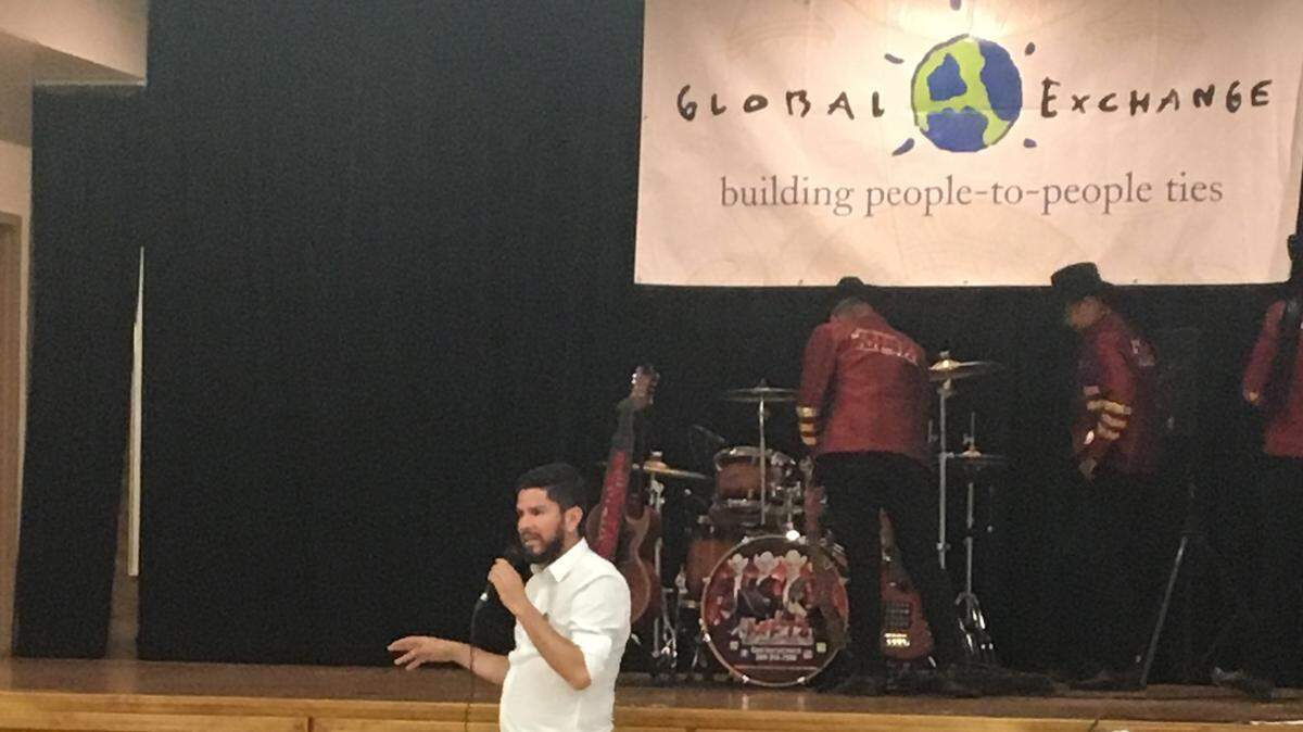 Marco Castillo, one of the organizers of Town Hall Summer, speaks during the inaugural event Saturday, July 21, 2018, in Fresno.