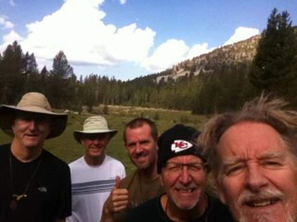Nicholas Torchia, center, during his last backpack trip in July 2021 with, from left, his uncle Bill Holbrook, friend Terry McCurdy, and uncles Tom and Jeff Holbrook.