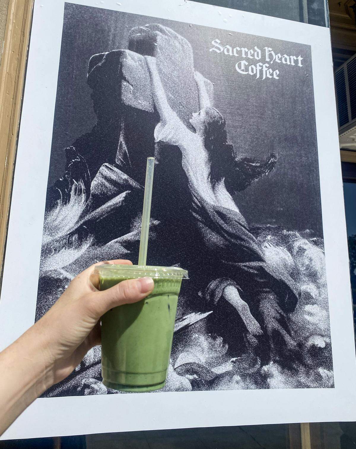 Brown sugar Matcha latte from Sacred Heart Coffee in Downtown Fresno.