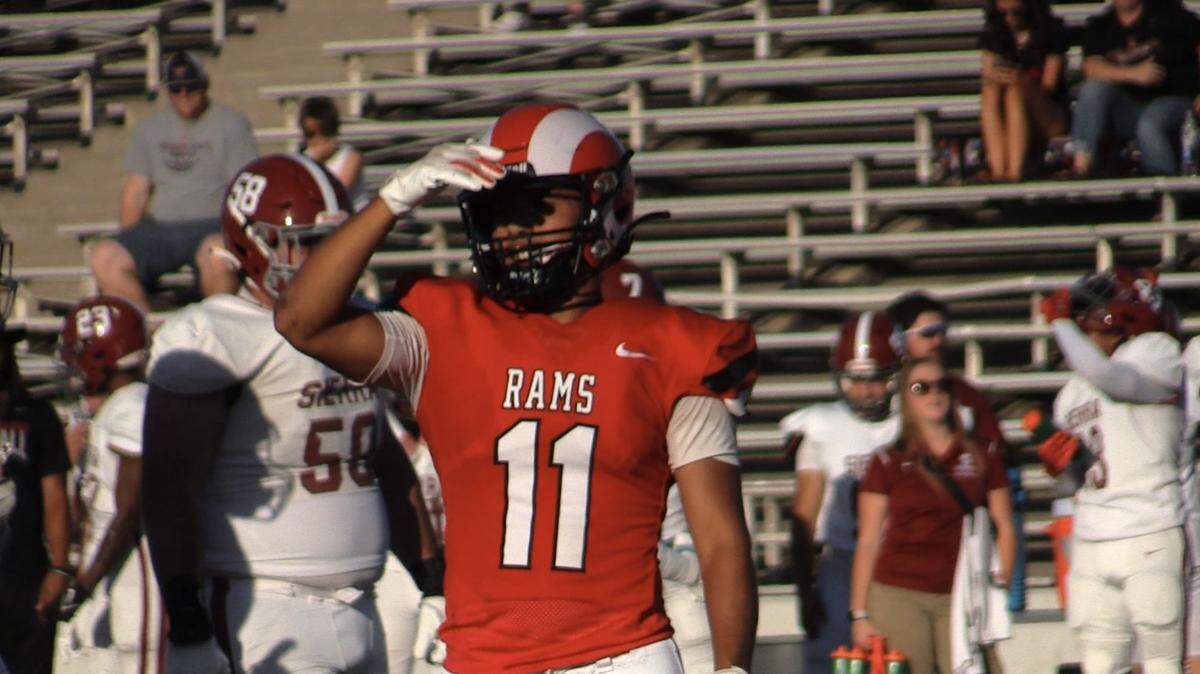 File photo of Fresno City College WR Ramon Ruiz during a game against Sierra. Ruiz scored a touchdown against American River on Saturday, Sept. 21, 2024.