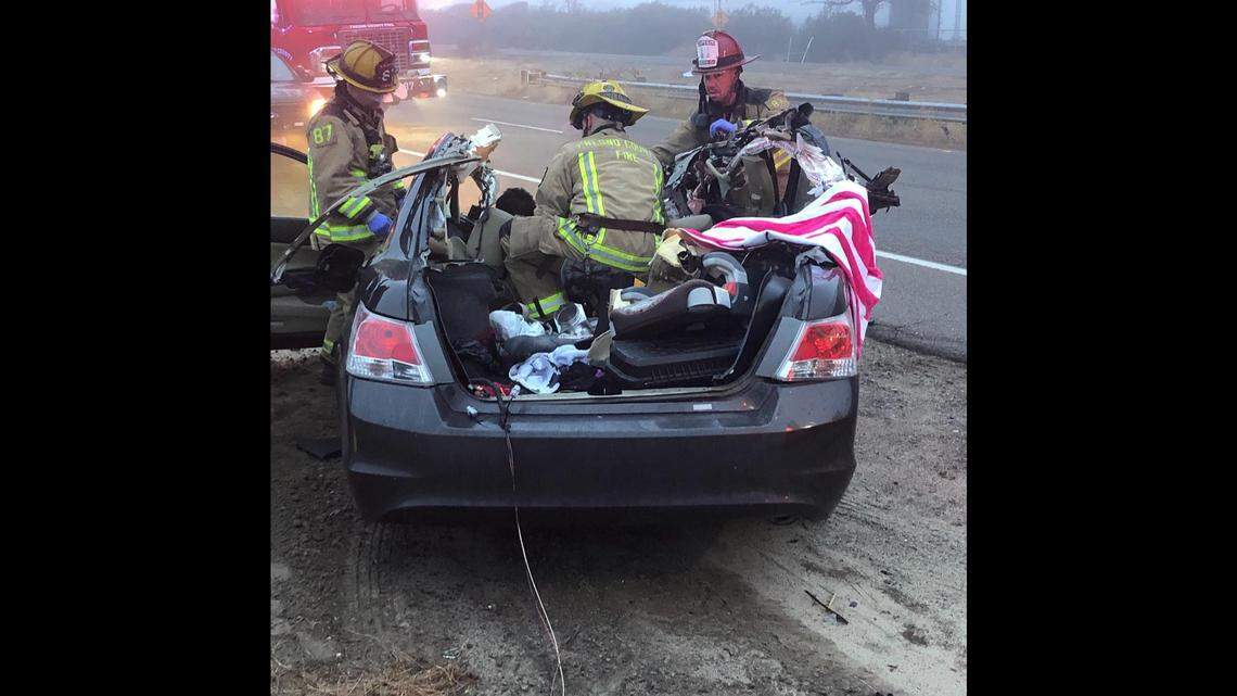 Fog and speed contributed to a crash on Tuesday, Dec. 3, 2019, on Golden State Boulevard in Fresno, CA. One person was taken to the hospital with moderate to major injuries, according to the CHP.