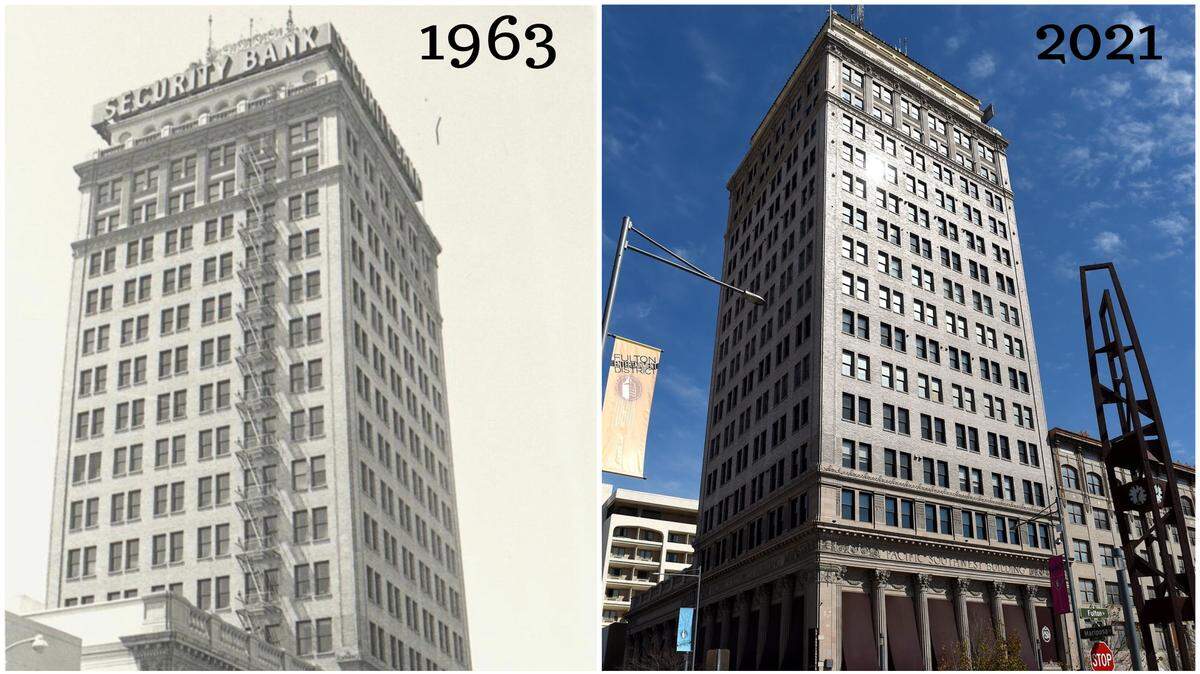 The Security Bank building is perhaps the most distinguishable building to the downtown Fresno skyline. Here’s a look at how the building was then in the 1960s compared to 2021. The Fresno County Public Library’s Heritage Center offers a service that provides photos of what homes and businesses and buildings looked like in the 1960s.