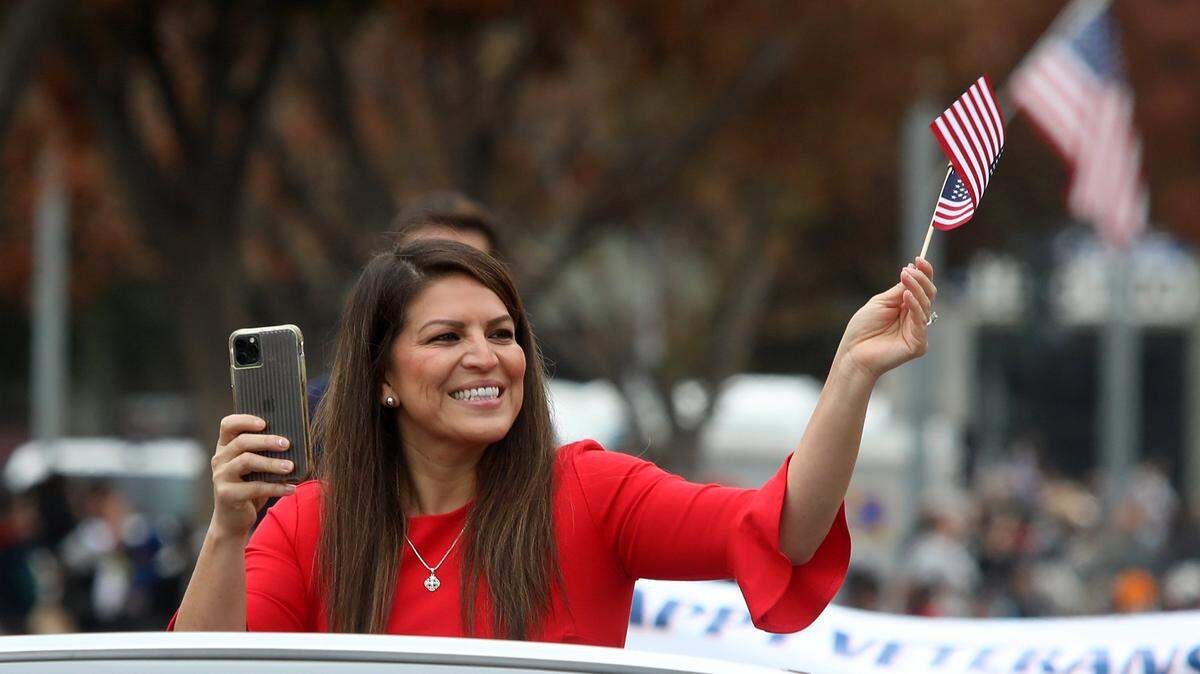 Assemblymember Esmeralda Soria, here at 2021 Central Valley Veterans Day Parade, has raised $1.9 million for her re-election bid. She ranks third among all state lawmakers in fundraising.