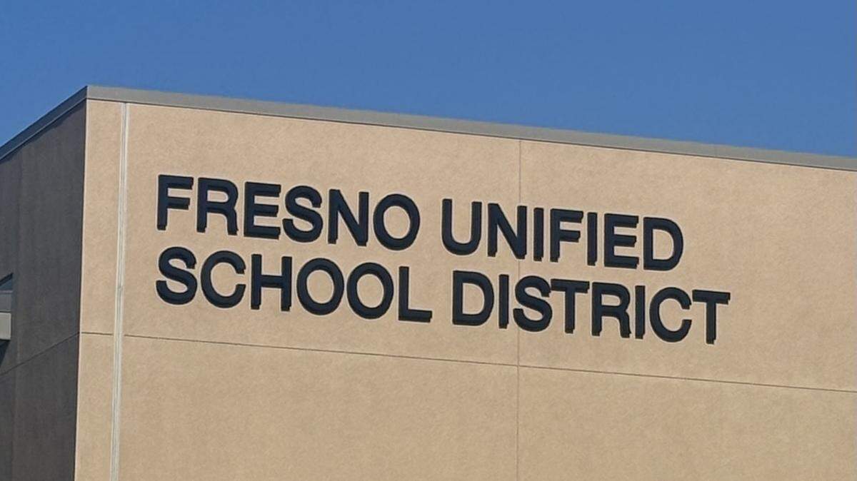 Fresno Unified signage located on the side of the Farber Educational Campus, located at 720 S. Tenth St. Photographed July 7, 2025.