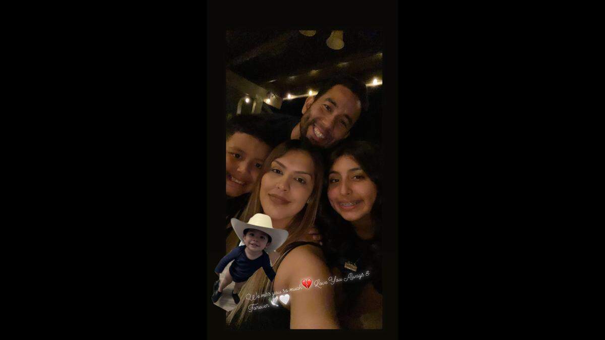 Clockwise from top, Daniel Barrera, Destiny Gomez, Cendy Gomez, Baby Derrick in cowboy hat and Daniel Barrera Jr.