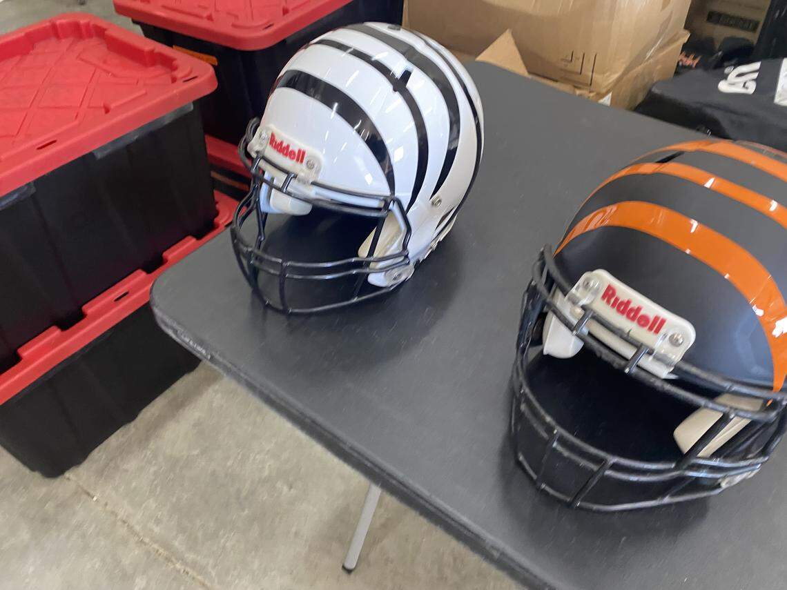 The new-look Central East Bengals helmets.