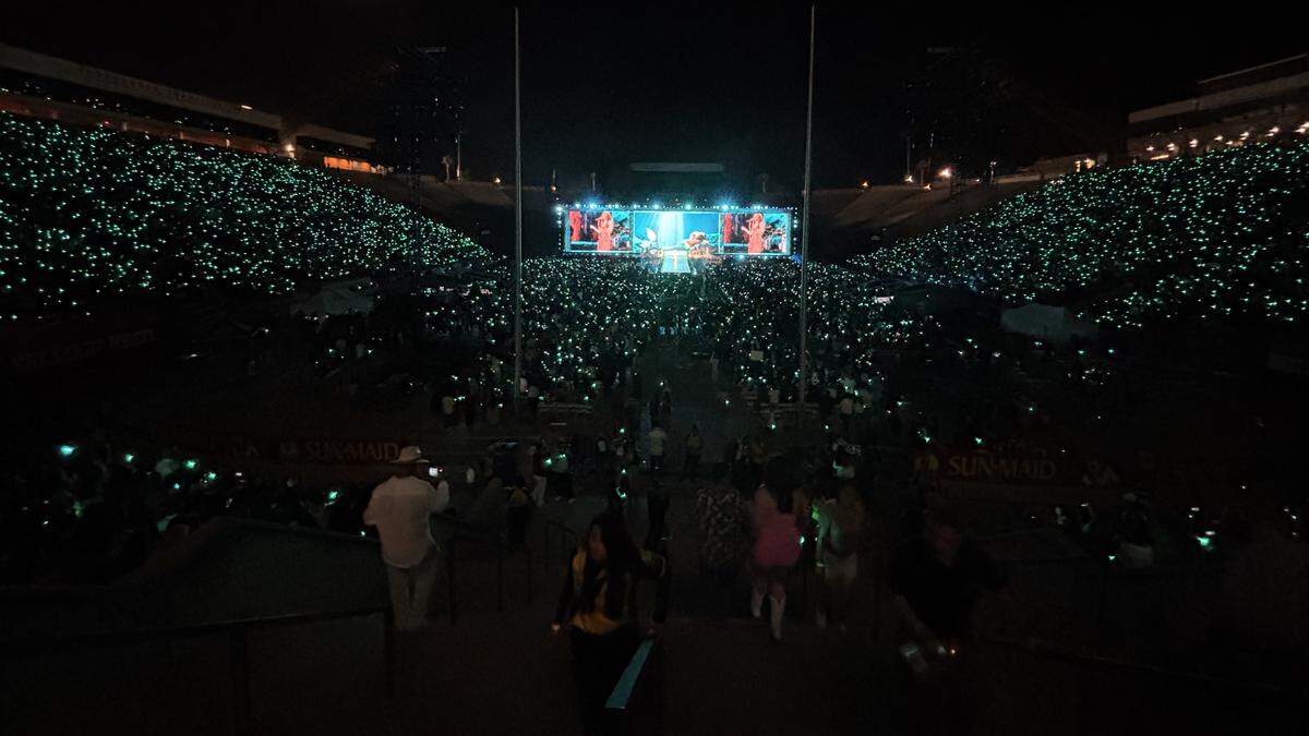 Valley Children’s Stadium during Shakira’s sold-out Las Mujeres Ya No Lloran World Tour show on August 7, 2025 in Fresno.
