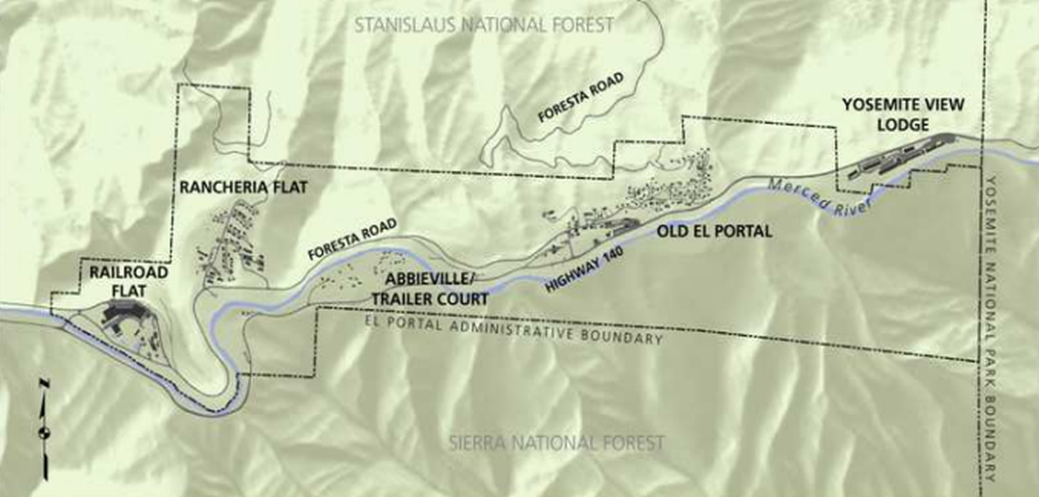 A map of the El Portal Administrative Site, included in a 2011 Yosemite National Park survey of the area.