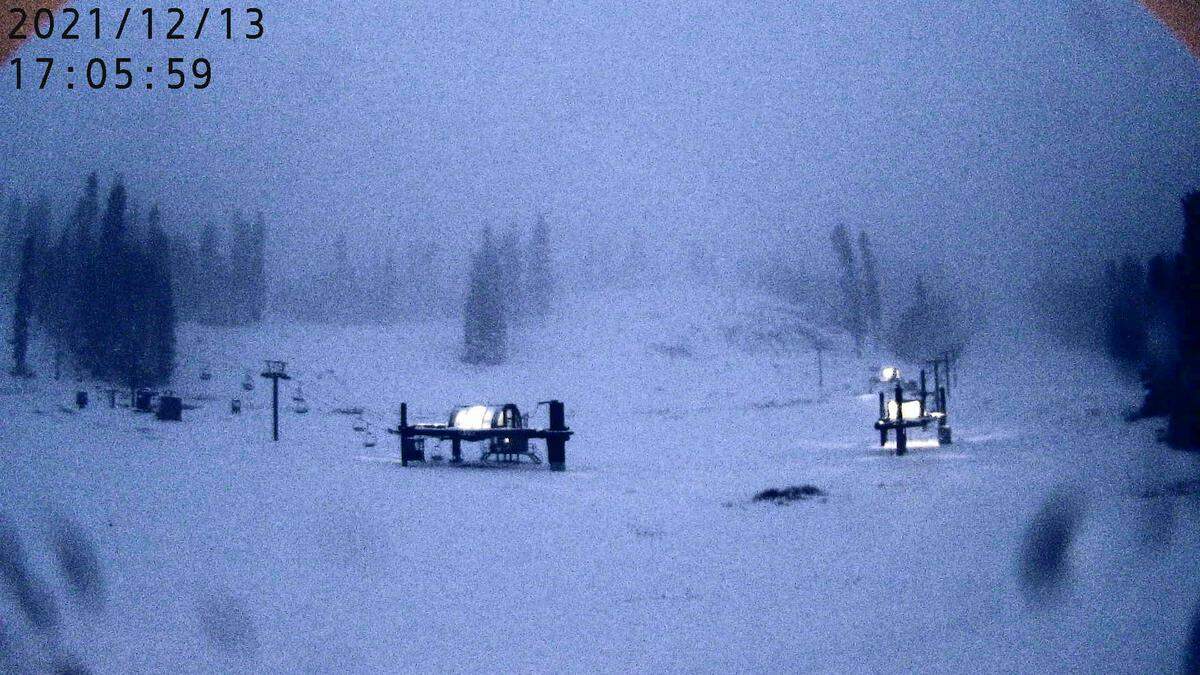 Badger Pass Ski Area, seen around 5 p.m. Monday, Dec. 13, 2021 via a Yosemite National Park webcam.