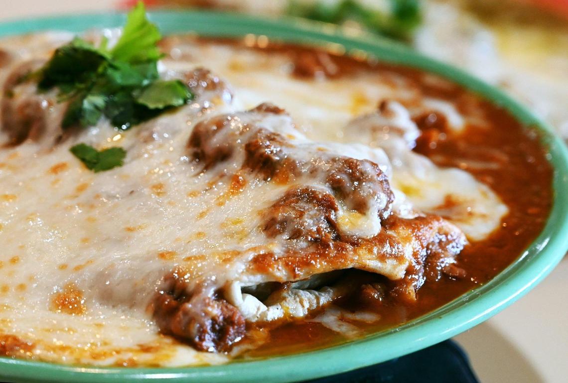 The fancy burrito with chile con carne is a popular favorite at Sal’s Mexican Restaurant.