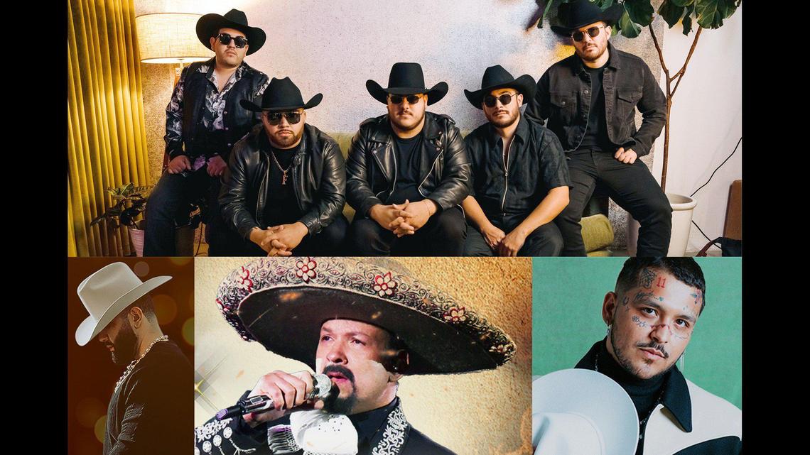 Composite photo of regional Mexican touring musical acts.