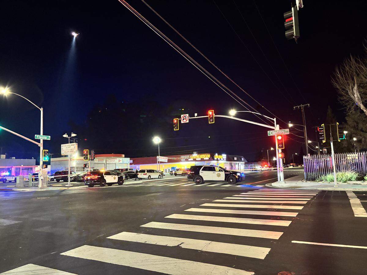 A man was shot as officers try to locate two possible suspects in Fresno, California on Thursday, March 12, 2026.