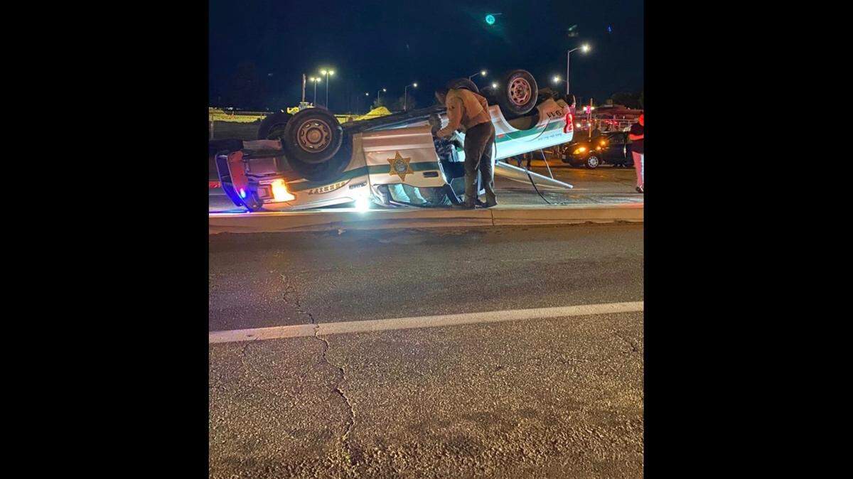 A Fresno County Sheriff’s deputy was uninjured after a collision Sunday night in northwest Fresno.