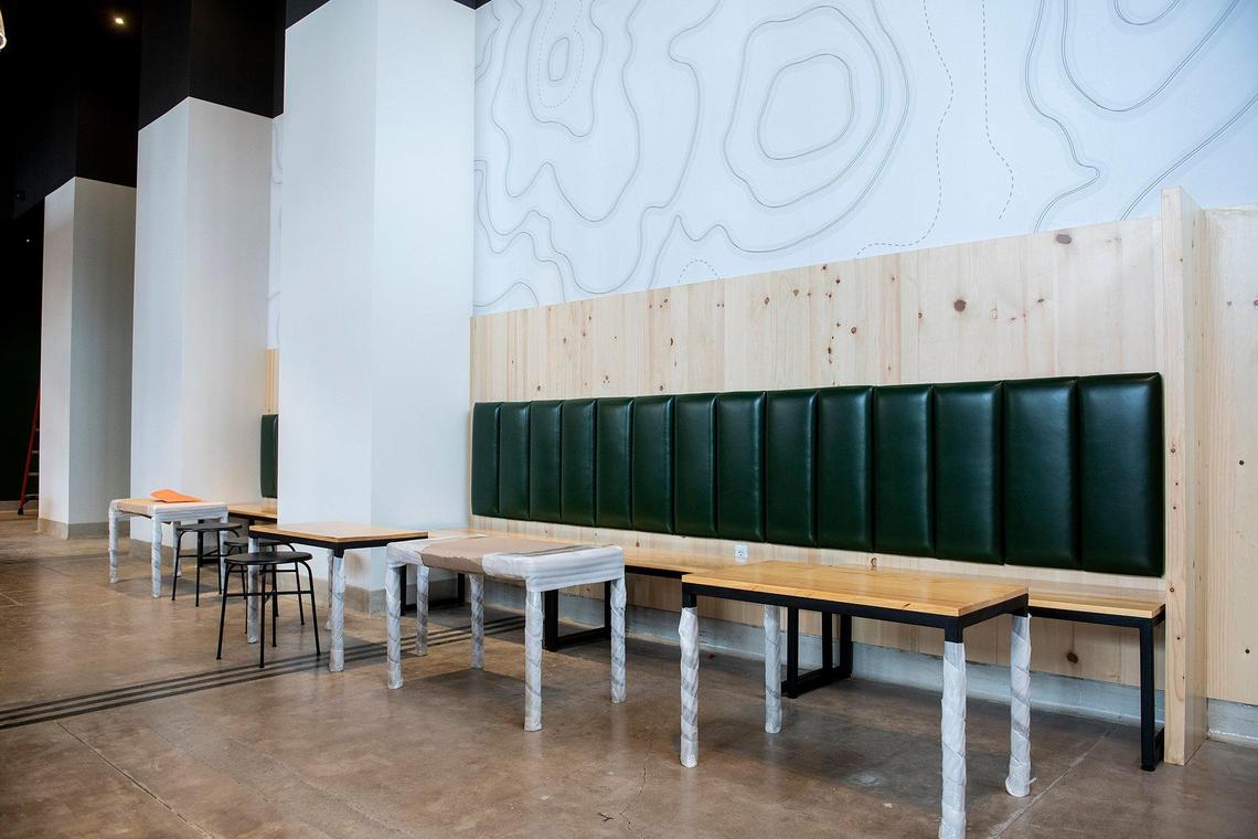Seating inside the Tioga-Sequoia Brewing Company taproom in Merced, Calif., on Thursday, Feb. 23, 2023. According to Tioga-Sequoia Brewing Company President Michael Cruz, the taproom is expected to open in April.