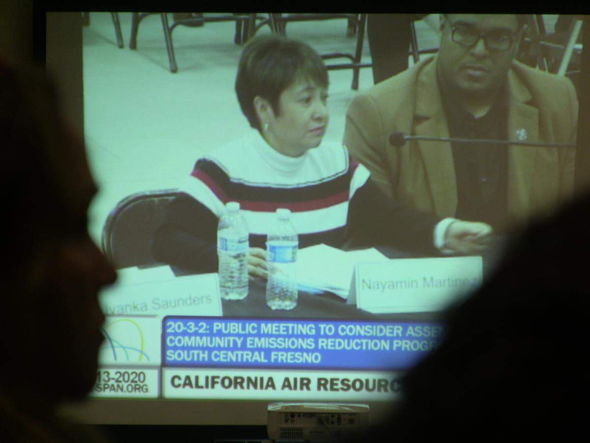 Nayamin Martinez, director of the Central California Environmental Justice Network, speaks during a hearing of the south central Fresno Community Emissions Reduction Program on Thursday, Feb. 13, 2019, in Shafter, Ca. 