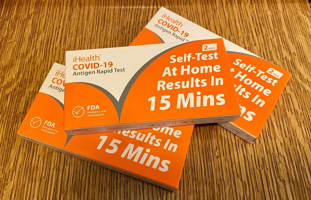 Health officials believe the popularity of at-home rapid-test kits for COVID-19, like these provided free by the federal government, means actual coronavirus cases are likely far higher than official counts based on laboratory-confirmed molecular PCR testing.