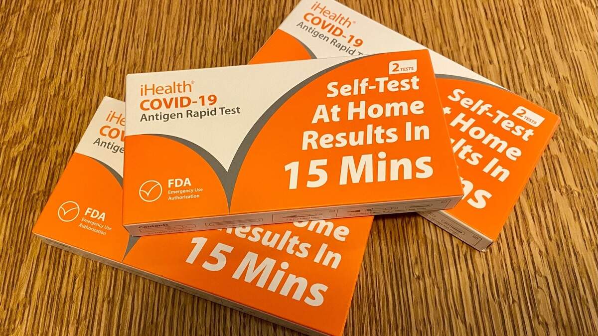 Health officials believe the popularity of at-home rapid-test kits for COVID-19, like these provided free by the federal government earlier this year, means actual coronavirus cases are likely far higher than official counts based on laboratory-confirmed molecular PCR testing.