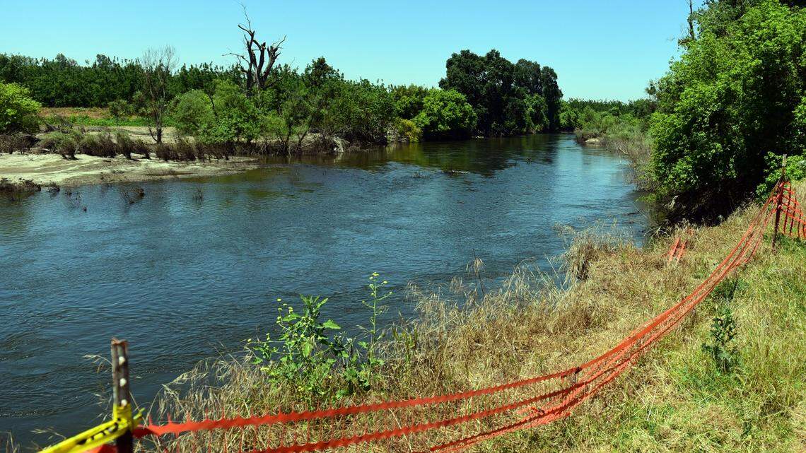 The Merced River in Livingston, CA is shown.