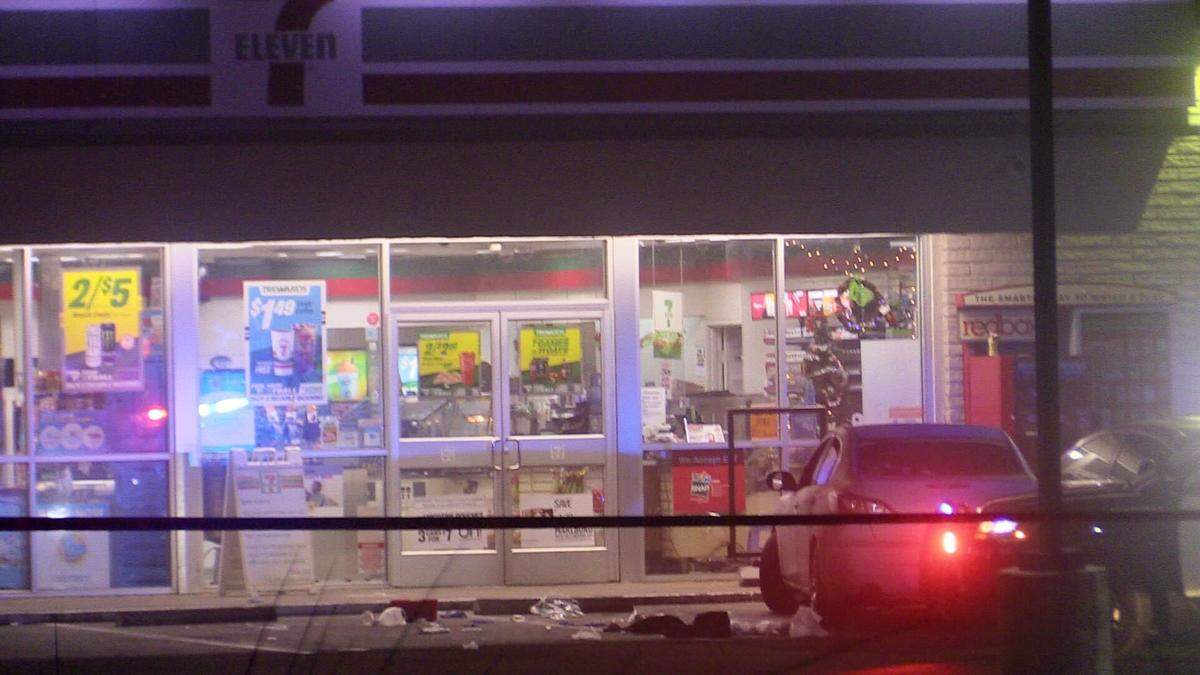 A man was shot by police outside the 7-Eleven on South Chestnut Avenue in Fresno, California, on Friday, Dec. 23, 2022.