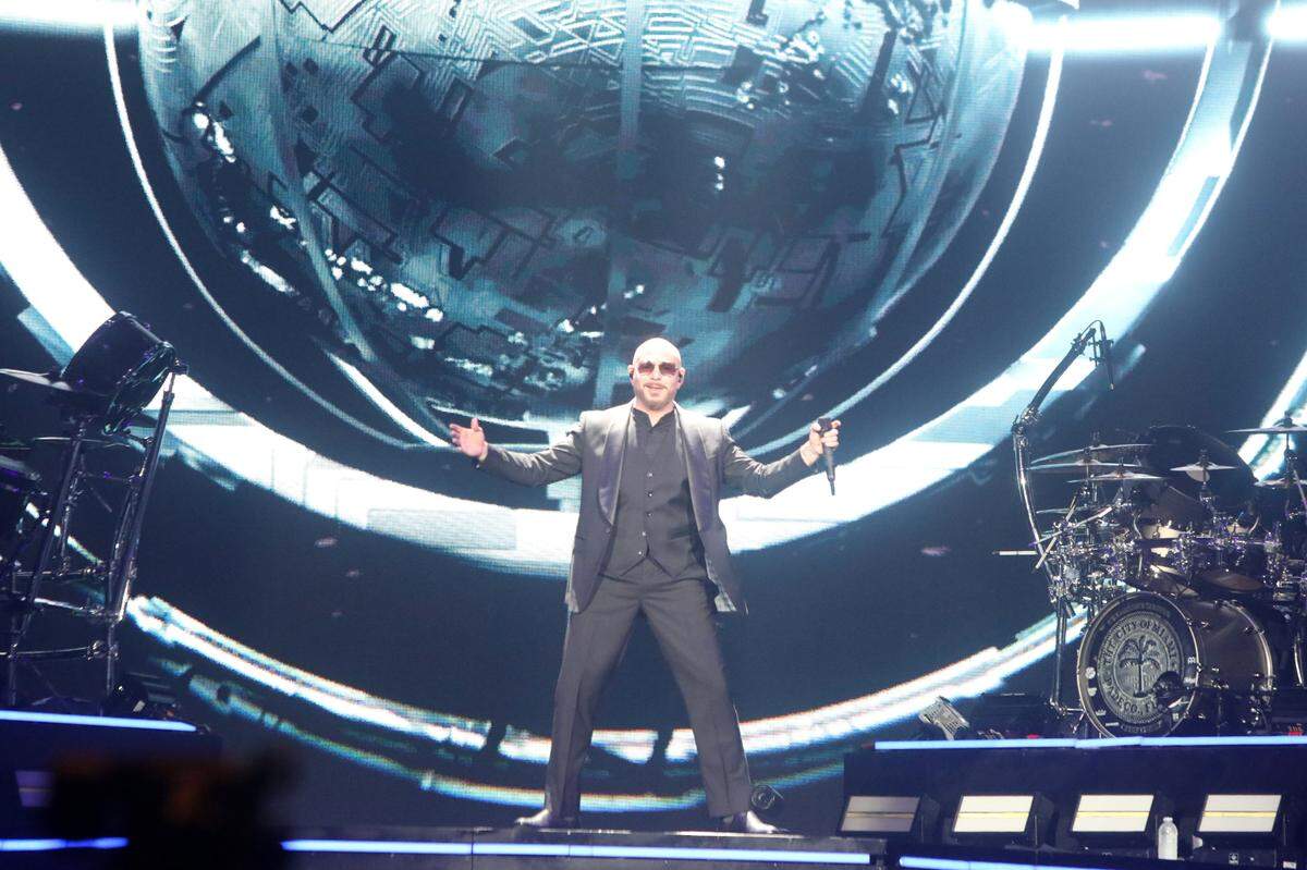 Pitbull during the second part of the Trilogy Tour 2024 with global phenomena Enrique Iglesias and Ricky Martin at the Save Mart Center in Fresno on Tuesday, Jan. 30, 2024.