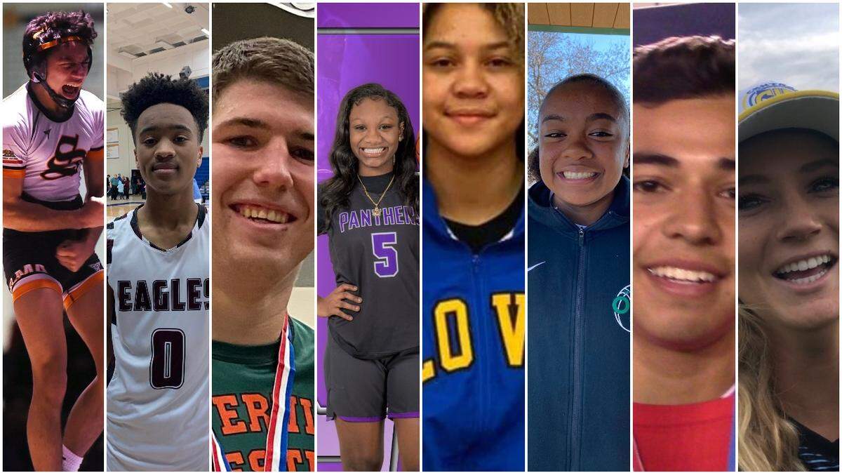 Here were the nominees for The Fresno Bee Player of the Week for Feb. 17-22, 2020. From left to right, Richard Figueroa of Selma, Orion Tomlinson of Fresno Christian, Tyler Avila of Porterville, Cierra Dean of Washington Union, Bao Ahn Duncan-Perez of Clovis, Daeja Holmes of Hoover, Michael Esparza of Sanger and Bella Taglione of Clovis North.